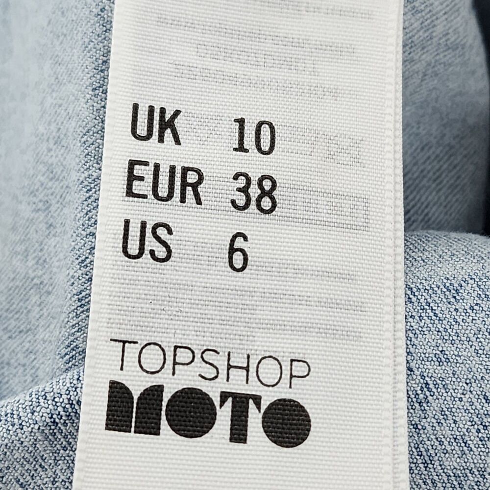 Topshop Moto Stretch Denim Mini Skirt Bodycon Light Acid Wash Size 28 US 6 UK 10 - Picture 4 of 7